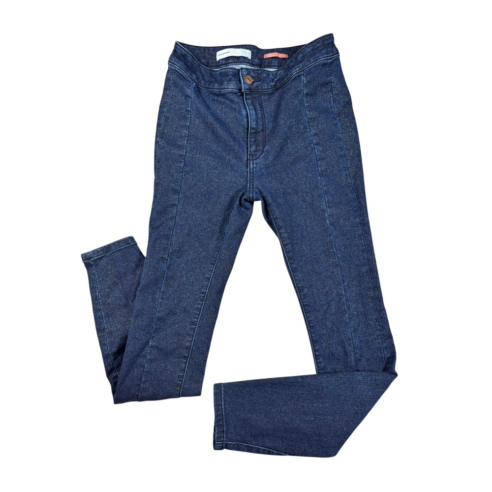 Anthropologie Pilcro High Rise Denim Legging 26 Dark‎ Wash Golden Sparkle Skinny